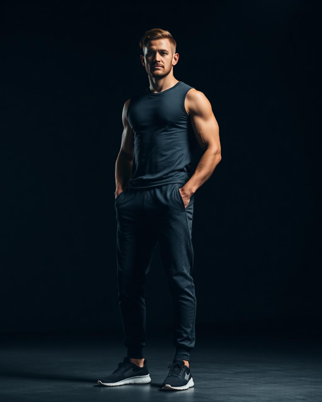 Man wearing tapered ME8 joggers