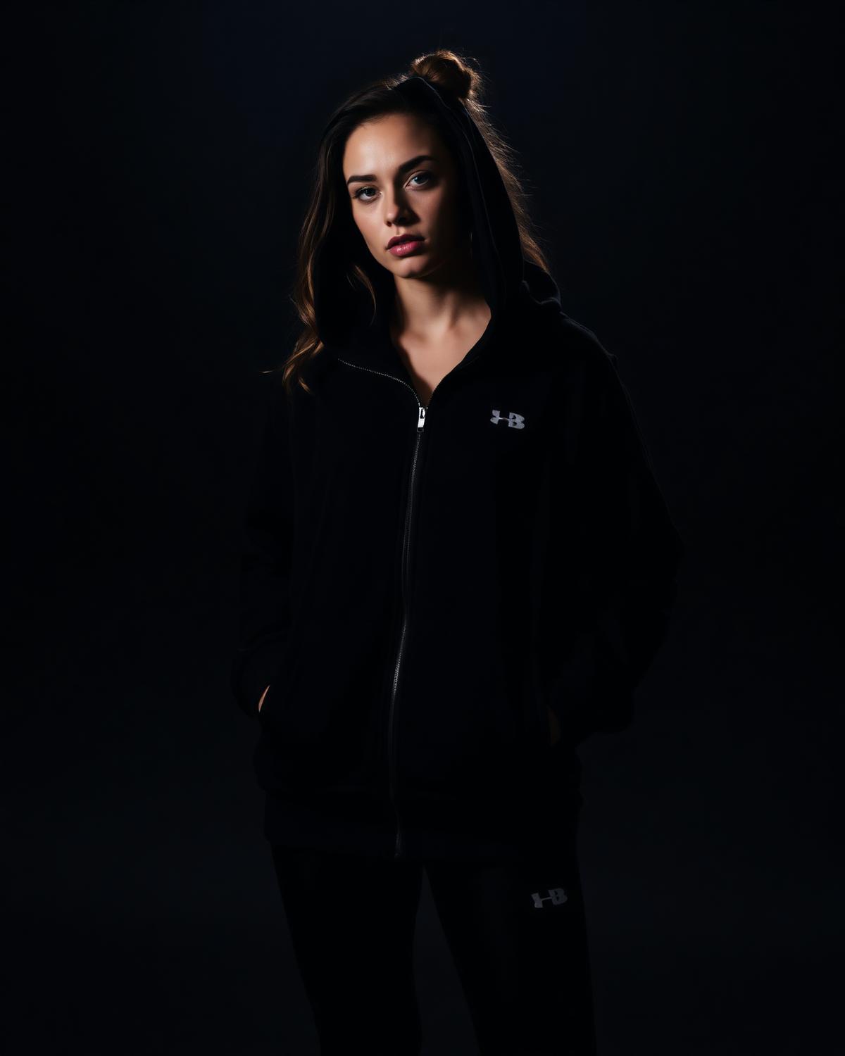 Woman wearing an oversized ME8 hoodie